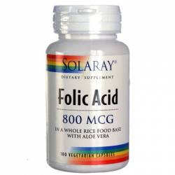 Ácido Fólico 800 Mcg 100 Cápsulas Solaray