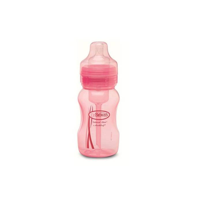 Dr. Browns Biberon Boca Ancha Rosa 240 Ml.