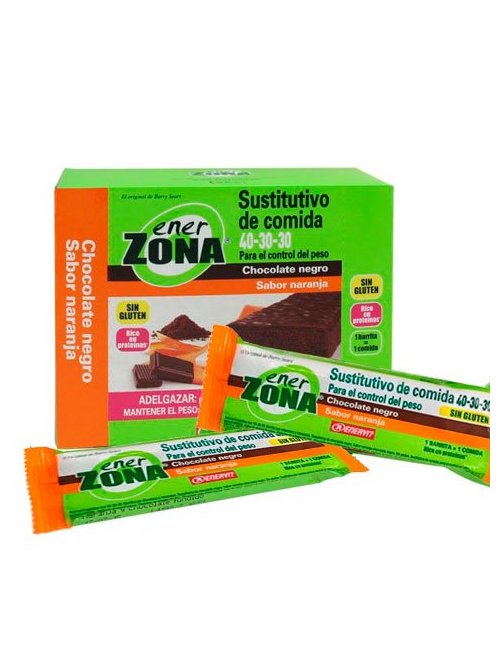 Enerzona Caja Barritas Chocolate Negro Sabor Naranja 