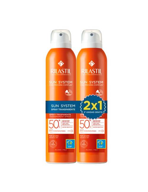 Rilastil Sun System SPF 50+ Duplo Spray Transparente 2x200 Ml. Rilastil Sun System SPF 50+ Duplo Spray Transparente 2x200 Ml.