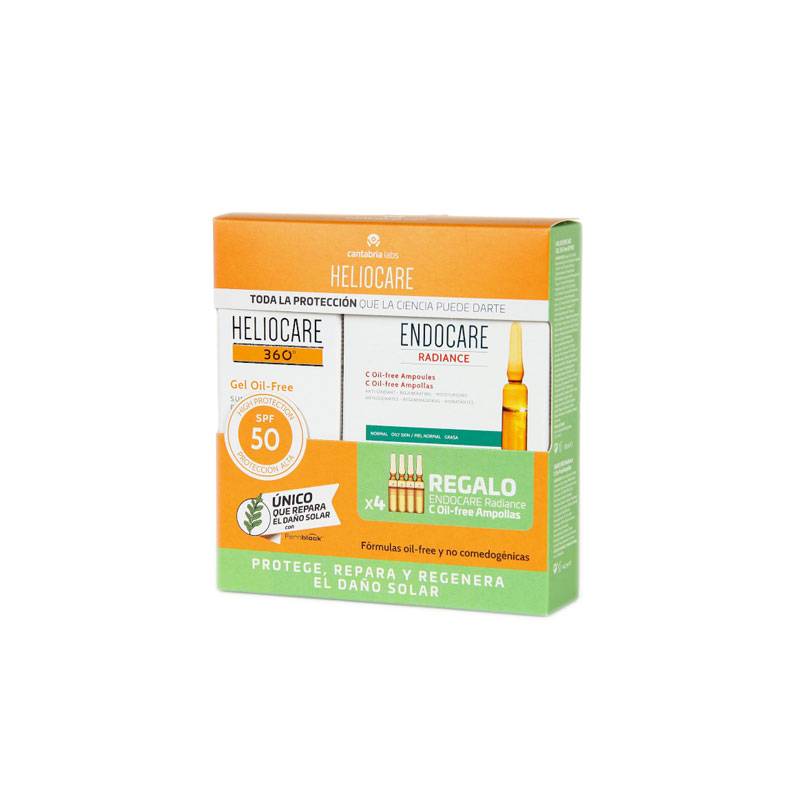 Heliocare 360 Gel Oil-Free SPF50 + Radiance C-Oil Free 4 Ampollas