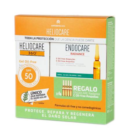Heliocare 360 Gel Oil-Free SPF50 + Radiance C-Oil Free 4 Ampollas
